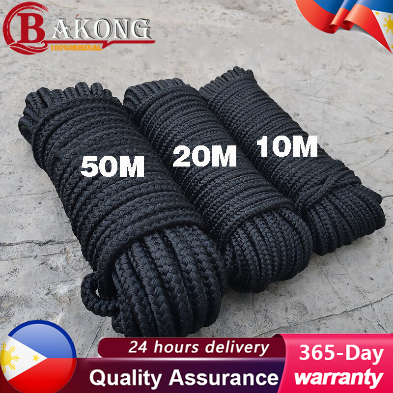 6/8/10mm Diameter Nylon Rope Black Lifting Safety Rope Strong Windproof ...
