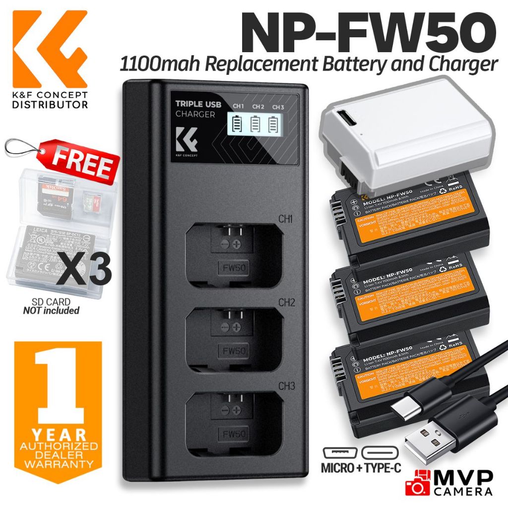 Sony A6000 Battery Charger For Sony A6400 K&F KF CONCEPT SONY NP