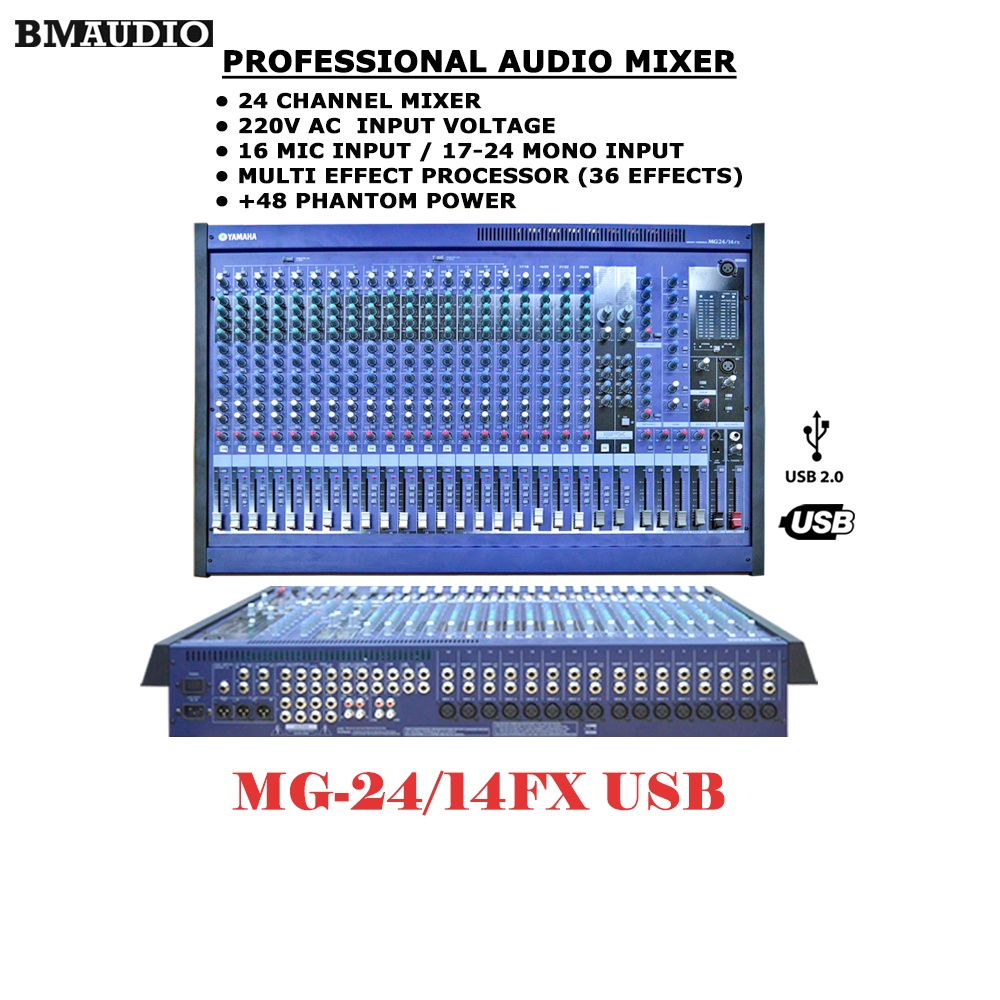 BM AUDIO PROFESSIONAL MIXER WITH MULTI EFFECTS PROCESSOR 24channel ...