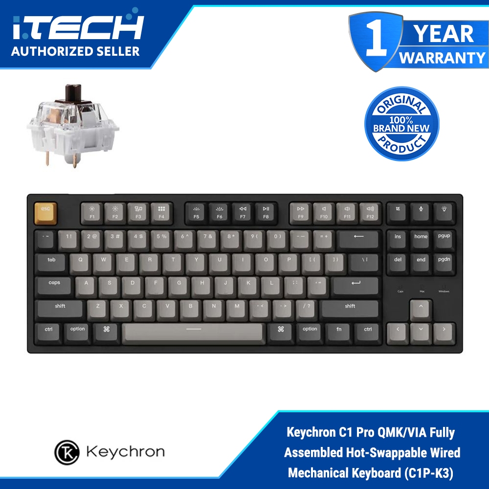 Keychron C1 Pro QMK/VIA Fully Assembled Hot-Swappable Wired Mechanical ...