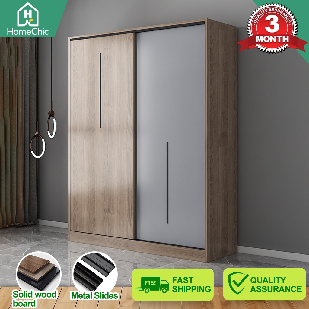 Wardrobe bedroom sliding door simple solid wood locker economical large ...