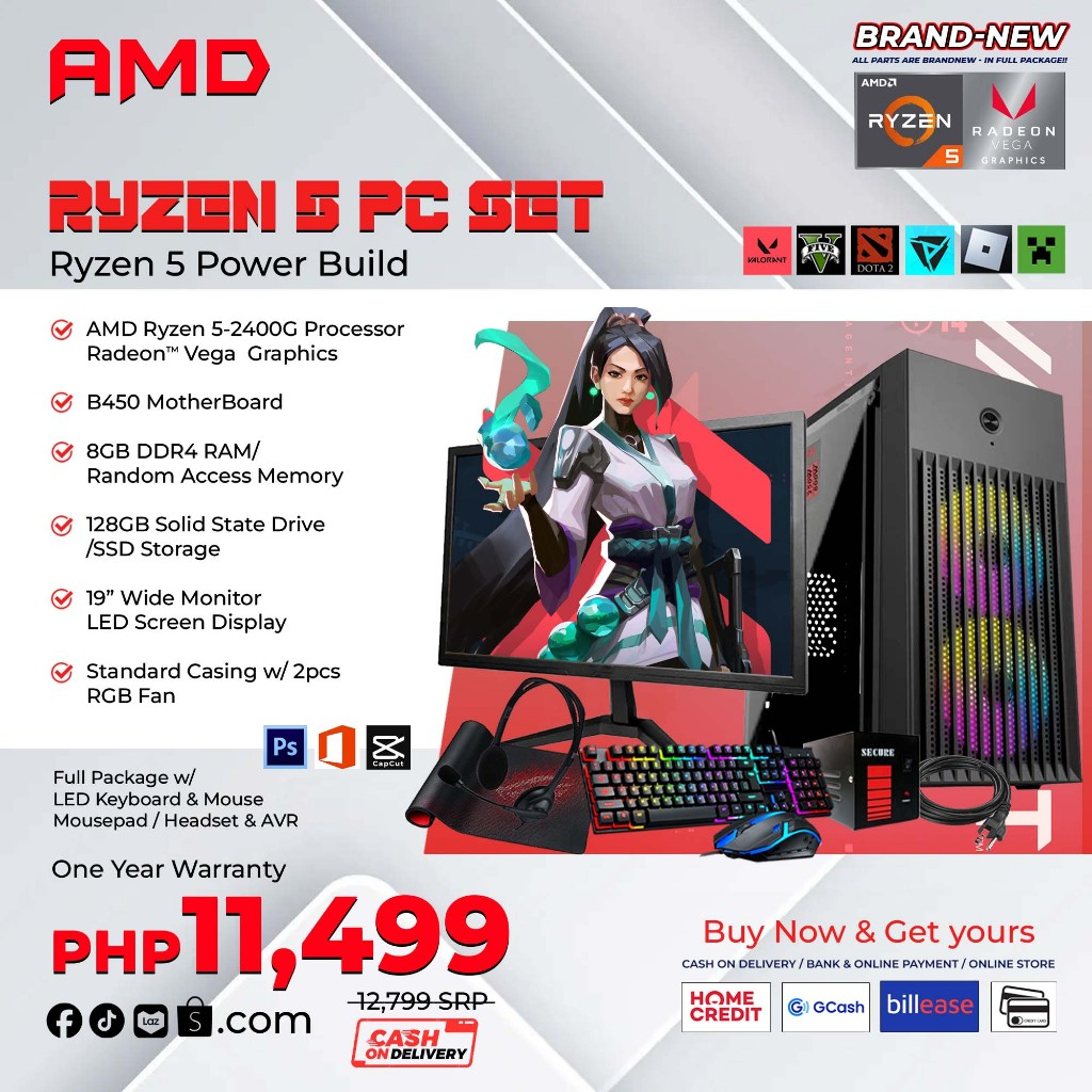 Pc Build Gaming Pc Ryzen 3400g COMPUTER SET BRANDNEW RYZEN 3400G