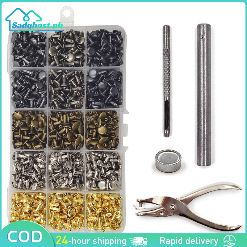6/8mm Metal Double Cap Rivets Studs Round Rivet With Tool Kit For ...