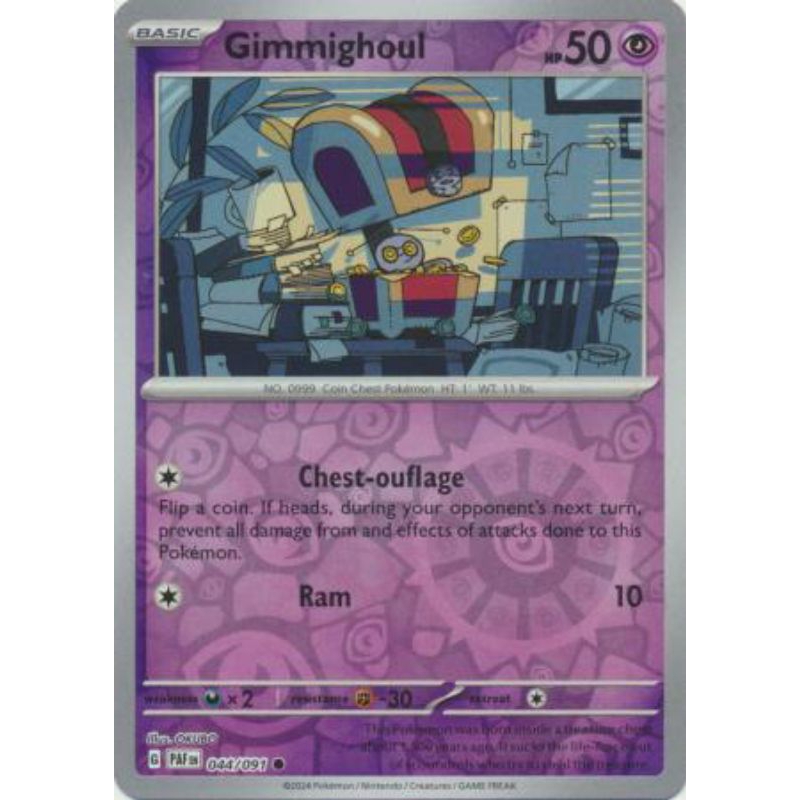 Pokemon Card, Gimmighoul 044/091, Common Reverse Holo. (ENGLISH TYPE ...