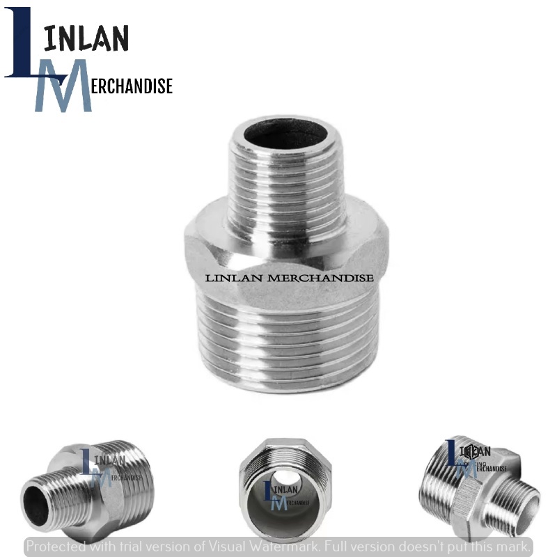 1 PC Male Thread Hex Nipple Reducer Pipe Fitting Connector Joint 3040 ...