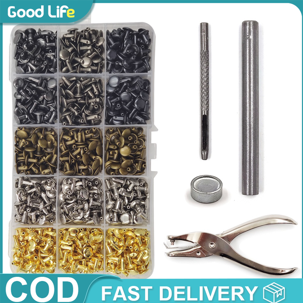480/240Set 6/8mm Metal Double Cap Rivets Studs Round Rivet With Tool ...