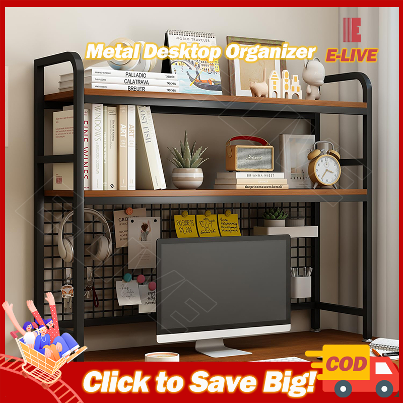 Desktop Rack Tabletop Organiser,2-tier Computer Desktop Bookcase ...