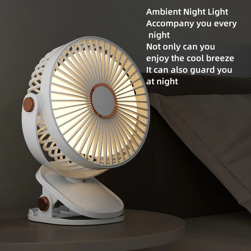 Portable Desk Fan with Light Mini Rotating Clip Fan Outdoor Stroller ...