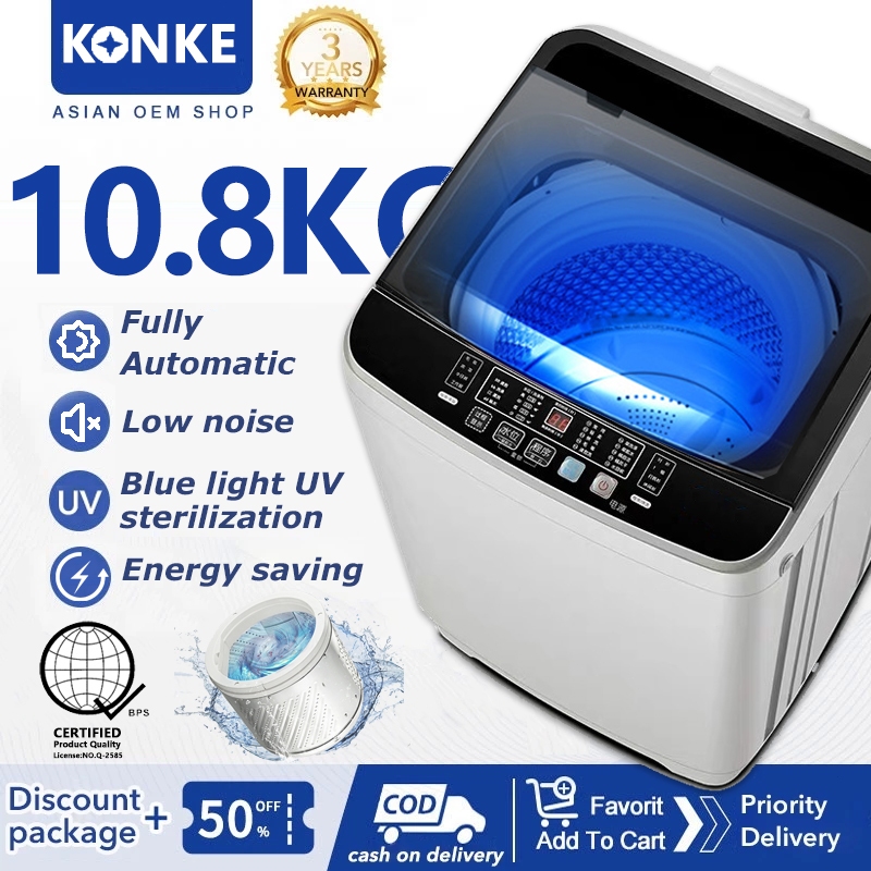 KONKE 10KG Automatic washing machine with dryer large capacity suitable for rent dormitory silent Shopee Philippines