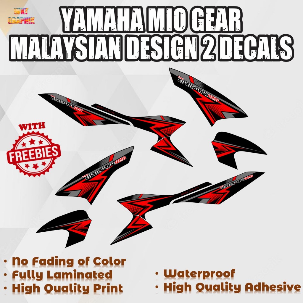 YAMAHA MIO GEAR MALAYSIAN DESIGN 2 DECALS (WATERPROOF, LAMINATED, FADE ...