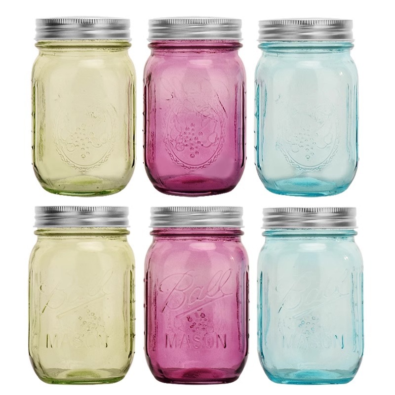 Colored Mason jar Mason jar Fruit salad sealed storage jar Storage ...
