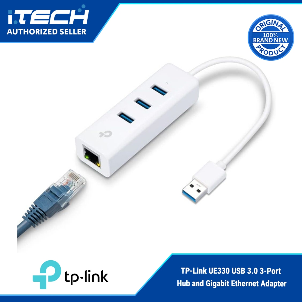 Tp-link Ue330 Usb 3.0 3-port Hub And Gigabit Ethernet Adapter 