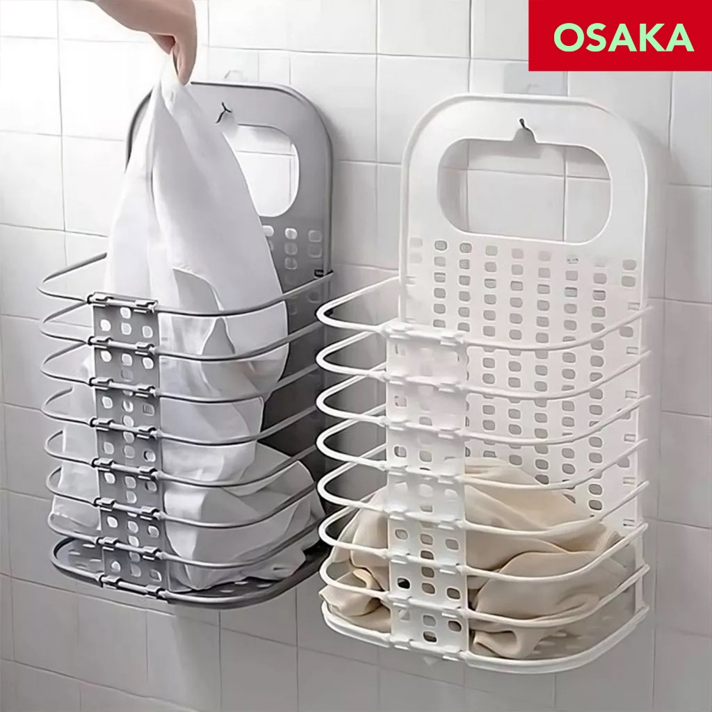 Osaka Space-Saving Laundry Hamper Adjustable and Expandale Wall Basket ...