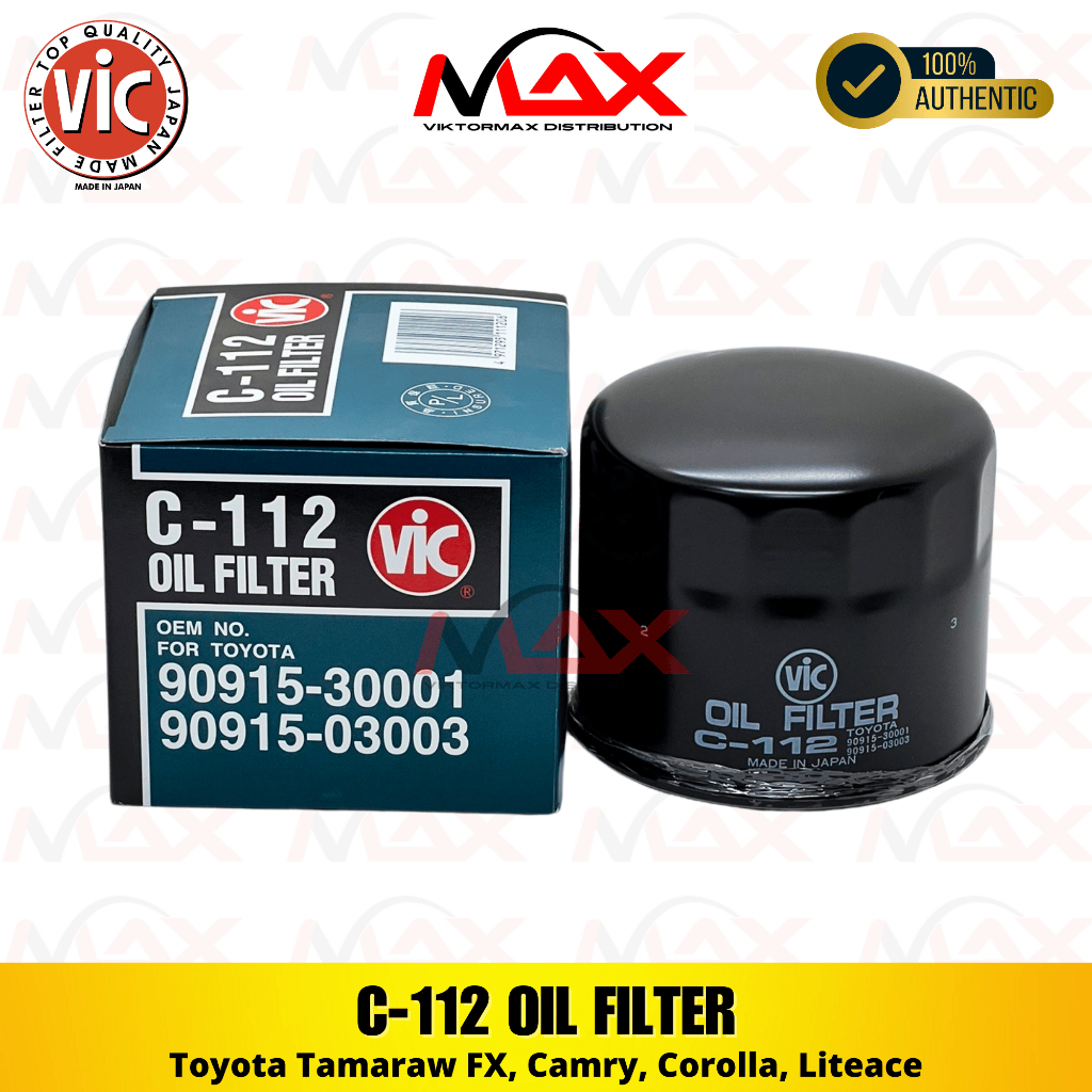 VIC OIL FILTER C-112 FOR Toyota Tamaraw FX, Camry, Corolla, Liteace ...
