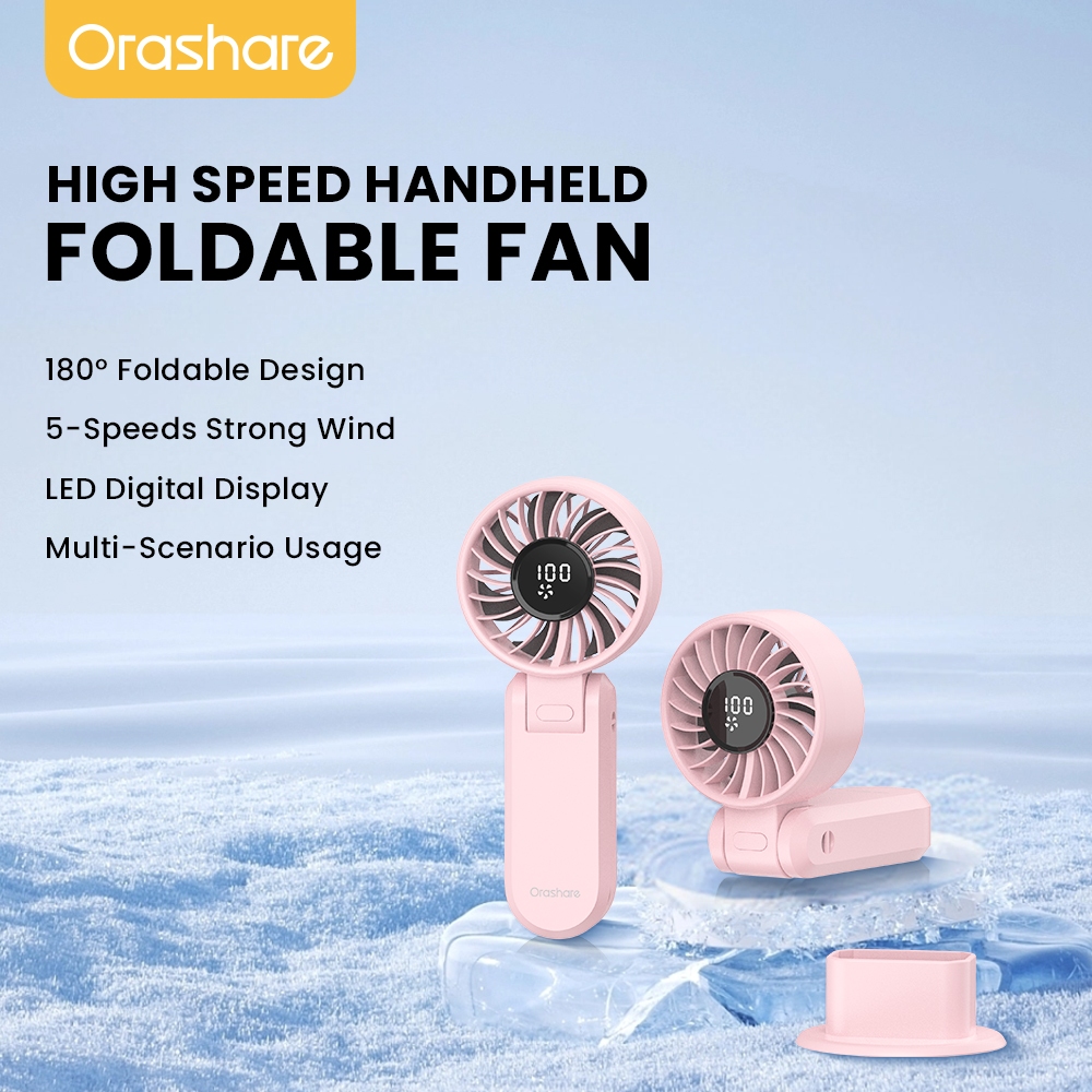 Orashare HF10 Mini Fan 4000mAh Rechargeable Handheld Fan 5 Speed Strong ...