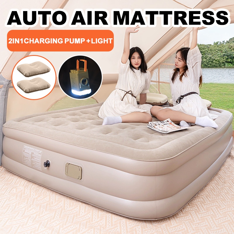 Inflatable Bed airbed with automatic pump thickened Portable Foldable ...
