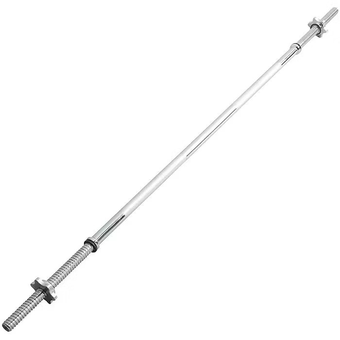 5ft Threaded Chrome Barbell Long Bar, 1 Inch Barbell Diameter with Ring ...