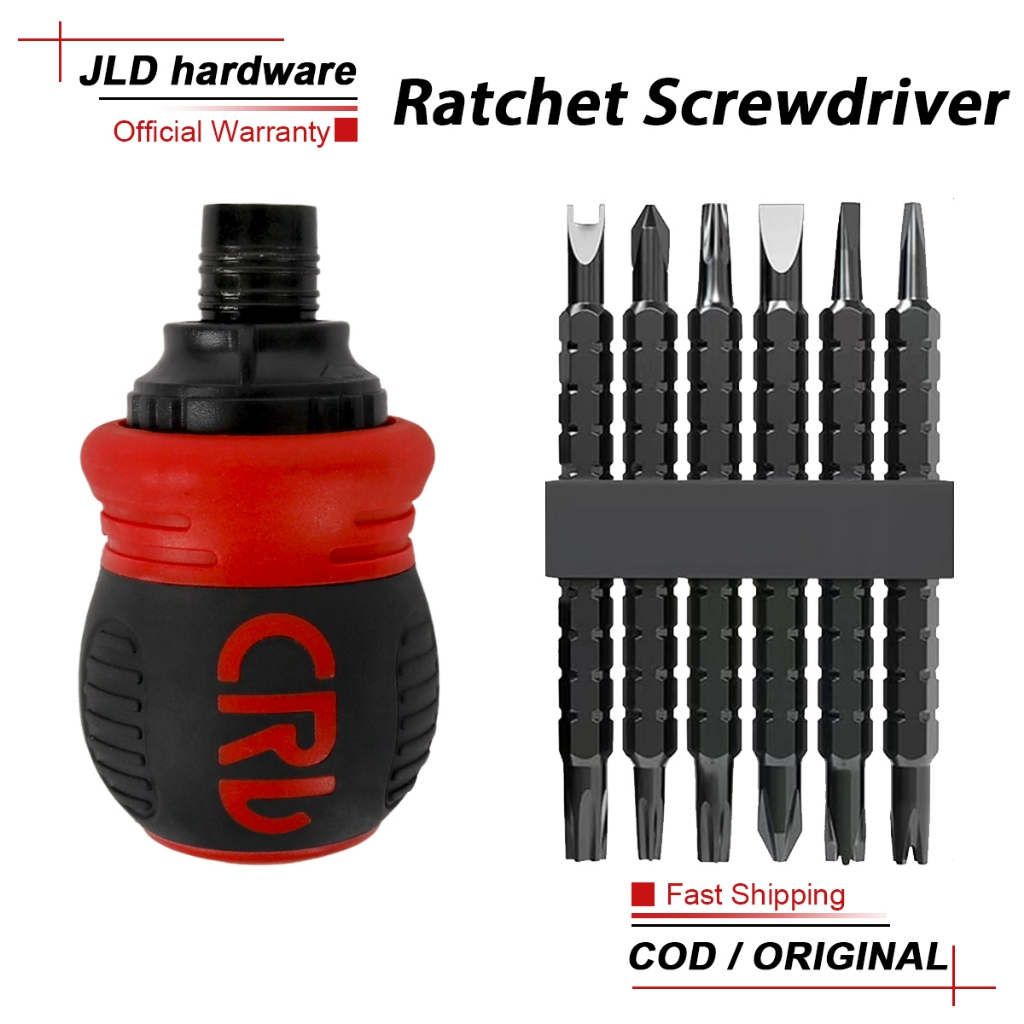 JLD Ratcheting Stubby Screwdriver 12-In-1 Magnetic Adjustable Length ...