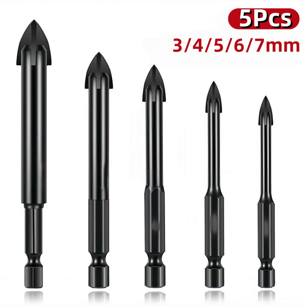 5pcs/7pcs Universal Drill Bit Set,Hexagonal Shank Cross Spear Head ...