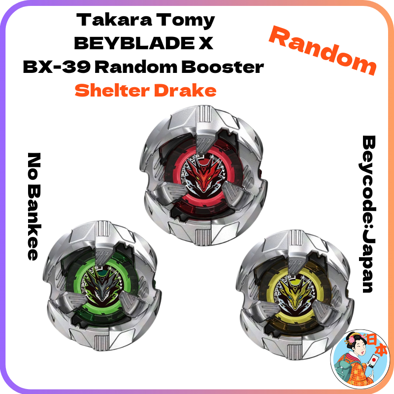 Takara Tomy Beyblade X BX-39 Random Booster Shelter Drake Select (72+) – 5 Unidades De Metal Sin Montaje, ¡para Batallas épicas!
