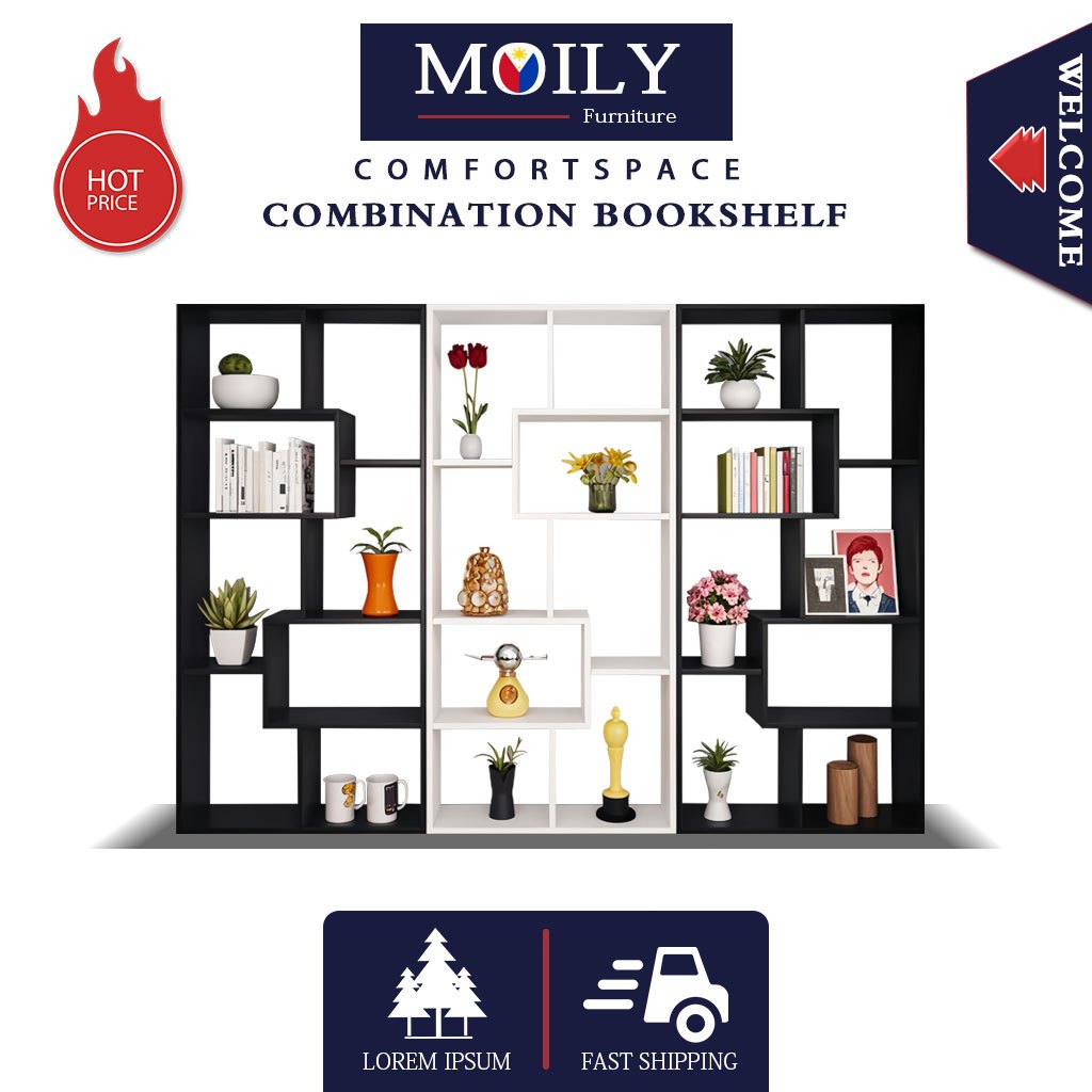 MOILY Multi compartment floor standing bookshelf multifunctional ...