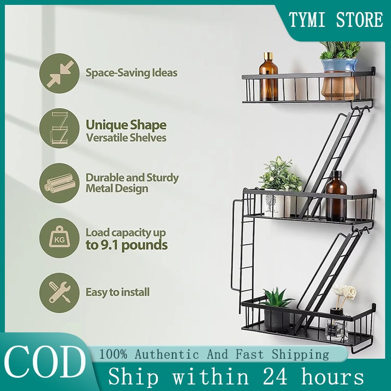 Wall Mounted Rack Shelf Ladder Organizer Carbon Steel Wall Mounted ...