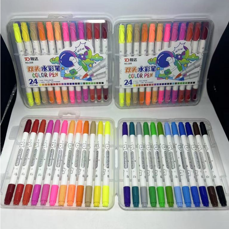 Dual Head Color Pen Set Marker Coloring Brush Watercolor Drawing Art ...