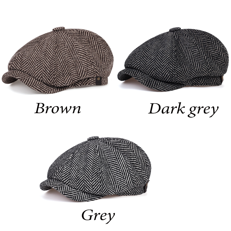 Bold Herringbone Newsboy Caps Flat Cap Shelby Outfit Hat For Men Women ...