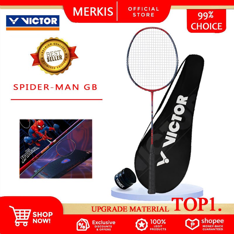 VICTOR SPIDER-MAN GB Badminton Racket 4U Full Carbon Fiber First Choice ...