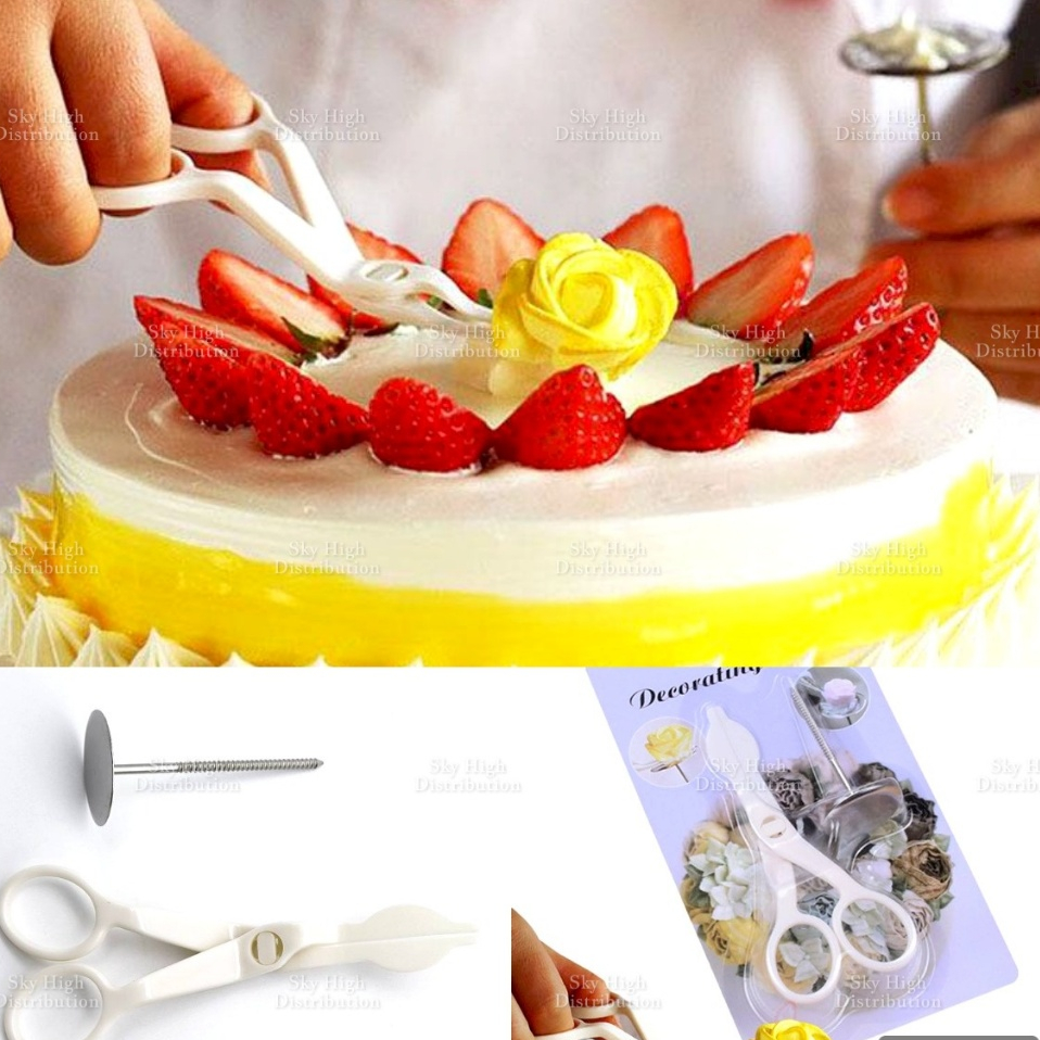 Flower Nail and Scissors Set for baking piping buttercream Tool SHD ...