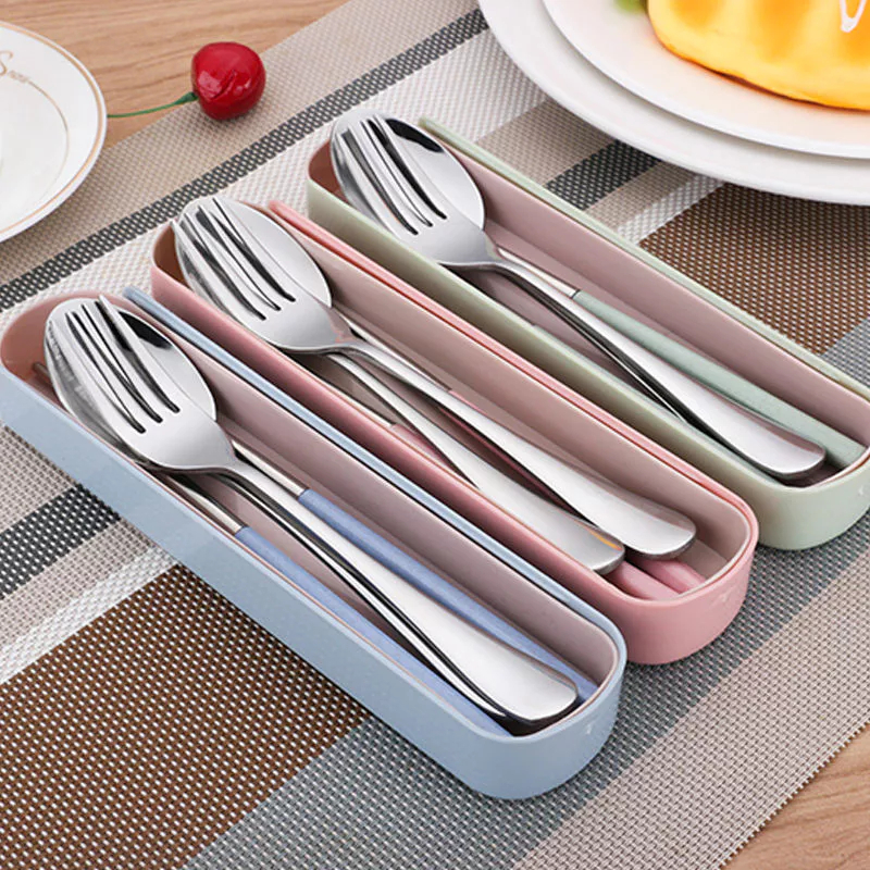 Stainless Steel Spoon and fork, knife Portable Cutleries Set w/Box ...