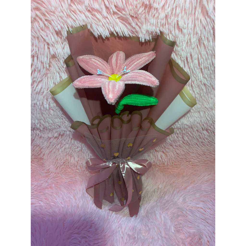 SINGLE BOUQUET FUZZY WIRE FLOWER DIY FOR ANY OCCATION | Shopee Philippines