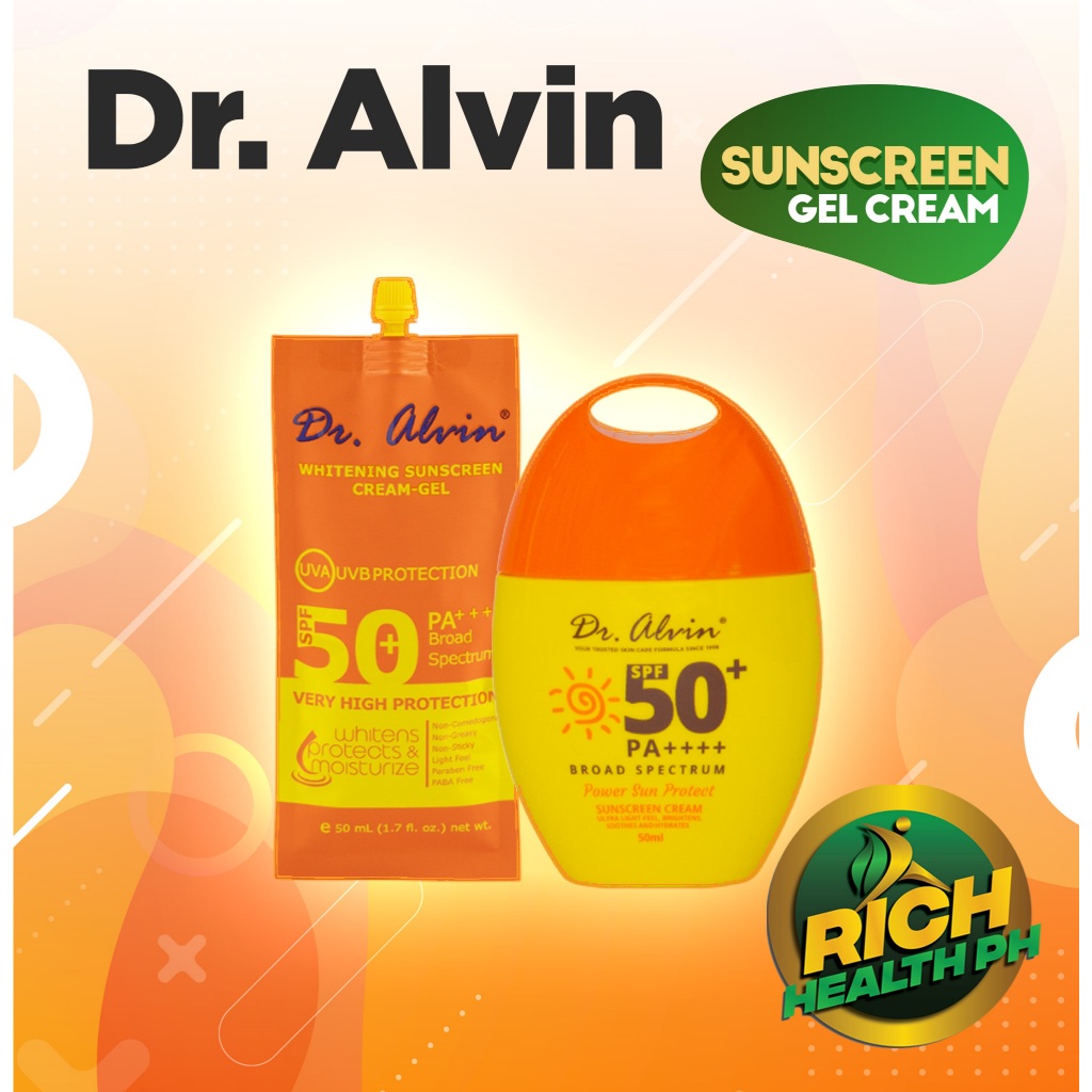 Dr Alvin Whitening Sunscreen Cream-Gel UVA & UVB Protection SPF 50 PA ...