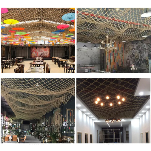 Hemp rope mesh, decorative net, ceiling net, wall hanging net, climbing ...
