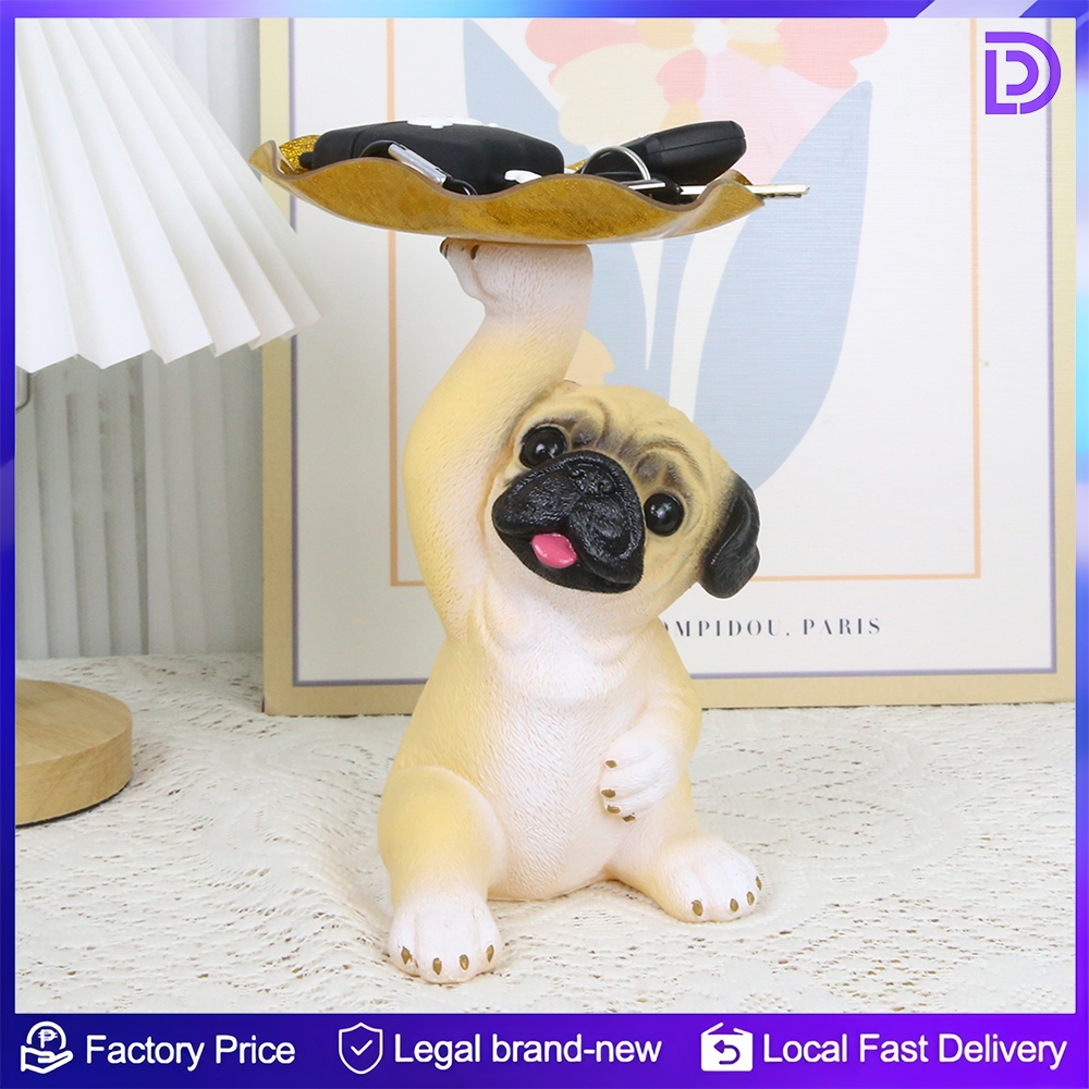 Entrance Key Storage Tray Cute Dog Pug Ornaments Living Room Coffee ...