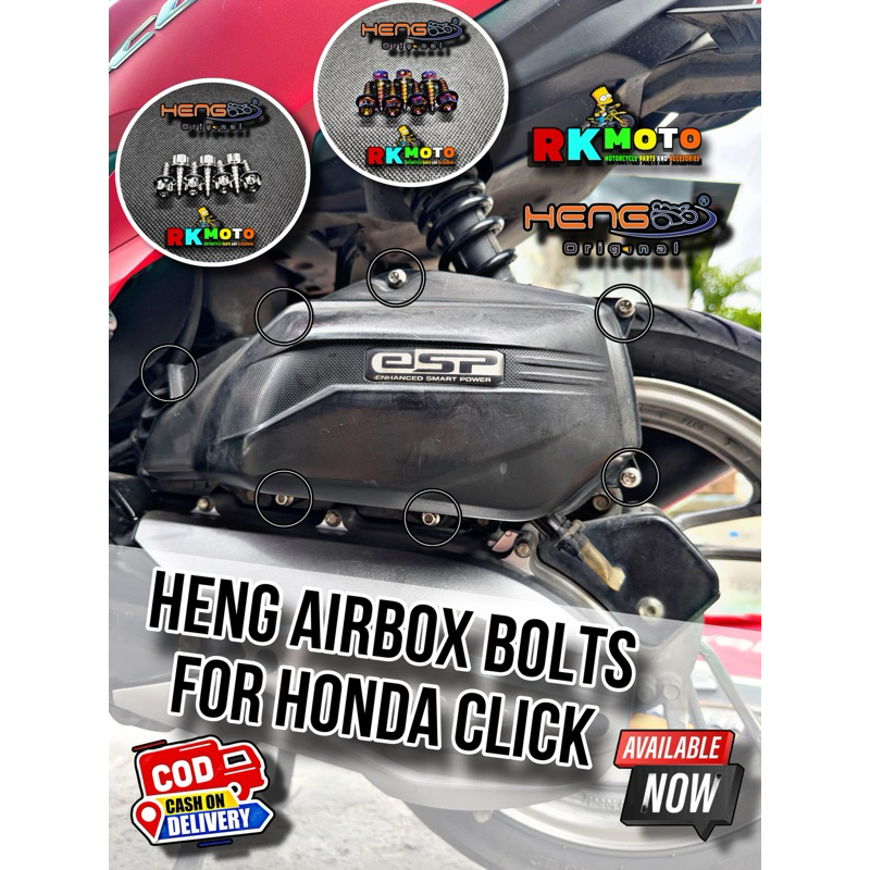 HENG AIRBOX BOLTS FOR HONDA CLICK 125,150,160 V1,V2,V3 (7PCS) SET CNC ...