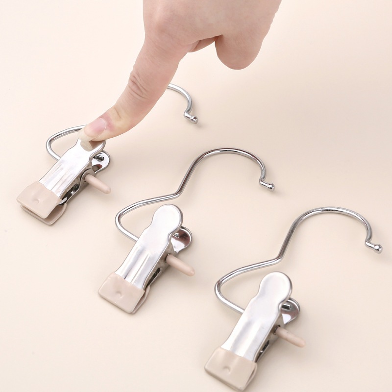 10pcs Multipurpose Stainless Steel Hook Clips, Traceless Clothes Clips ...