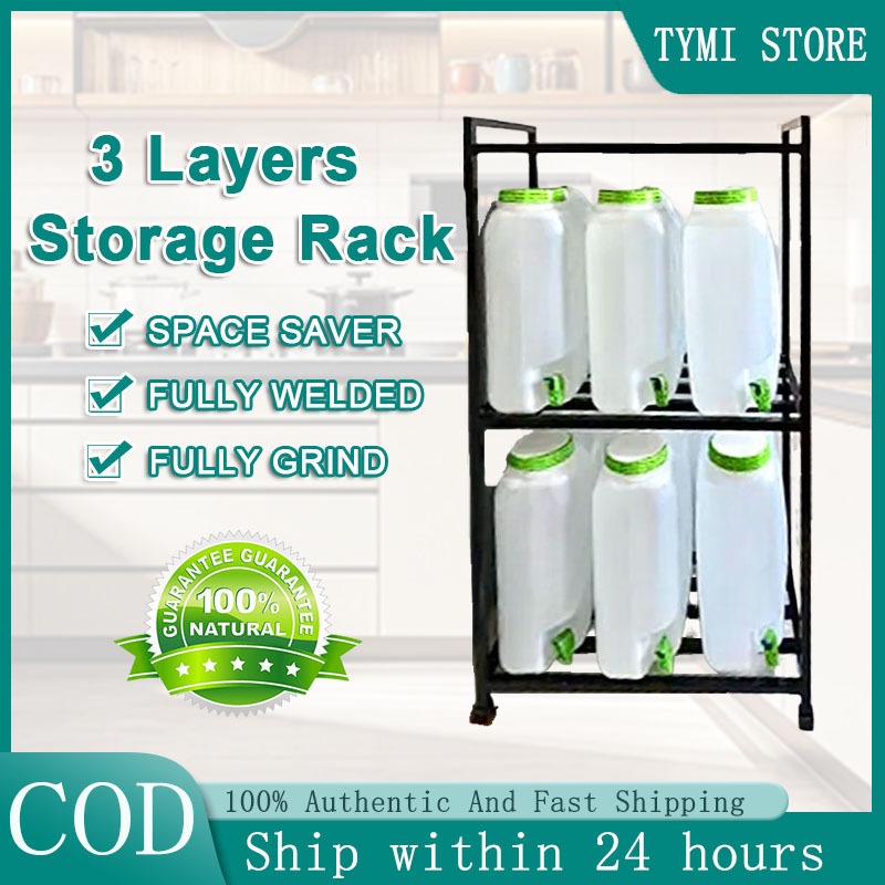Water Gallon Shelf 3 Tier Rack Heavy Duty Water Organizer Shelf Storage ...
