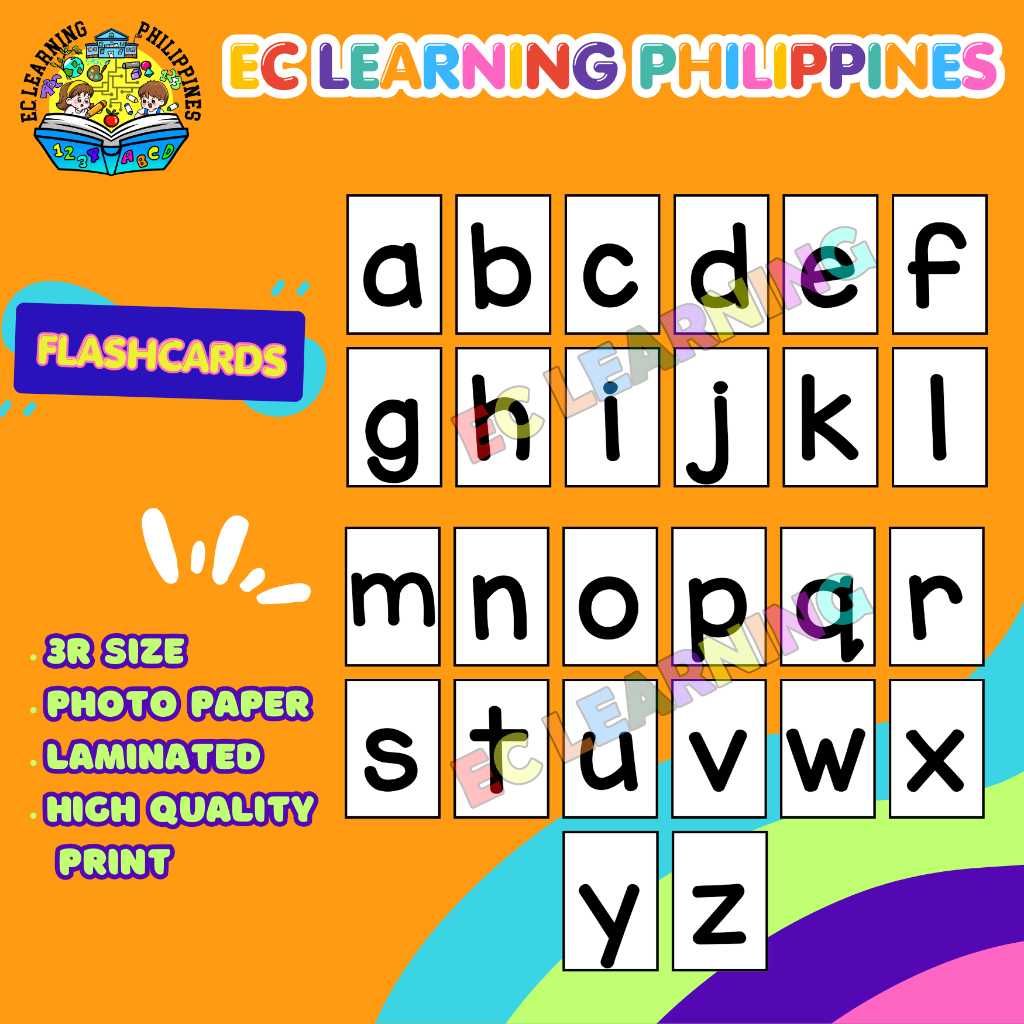 Laminated Alphabet Flash Cards - ALPHABET LOWER CASE LETTER Mini ...
