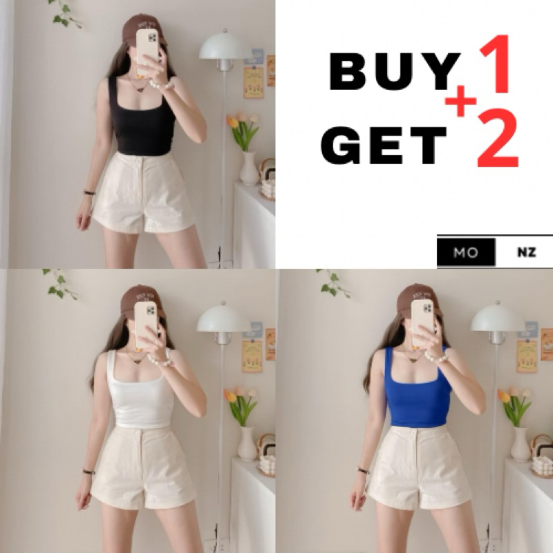 BUY 1 GET 2 (3PCS) Sando Square Neck Double Lining Full Length Sando ...