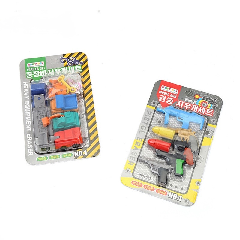Heavy Equipment & Model Gun Eraser Set Detailed, High-Quality Erasers ...