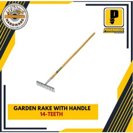 POWERHOUSE GARDEN RAKE WITH HANDLE 14TEETH | Shopee Philippines