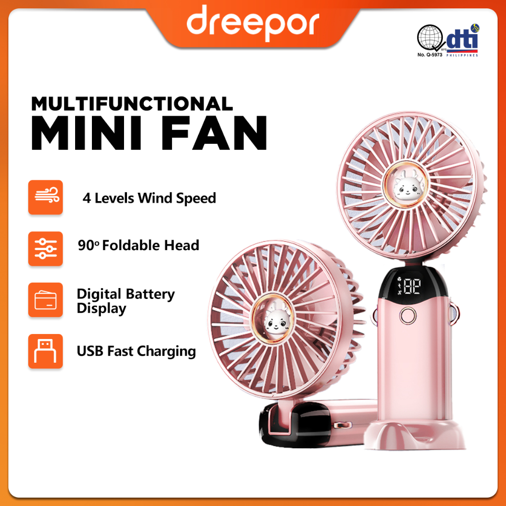 Dreepor Mini Fan Rechargeable Desk Fan 210°Adjustable Deskfan Handheld ...