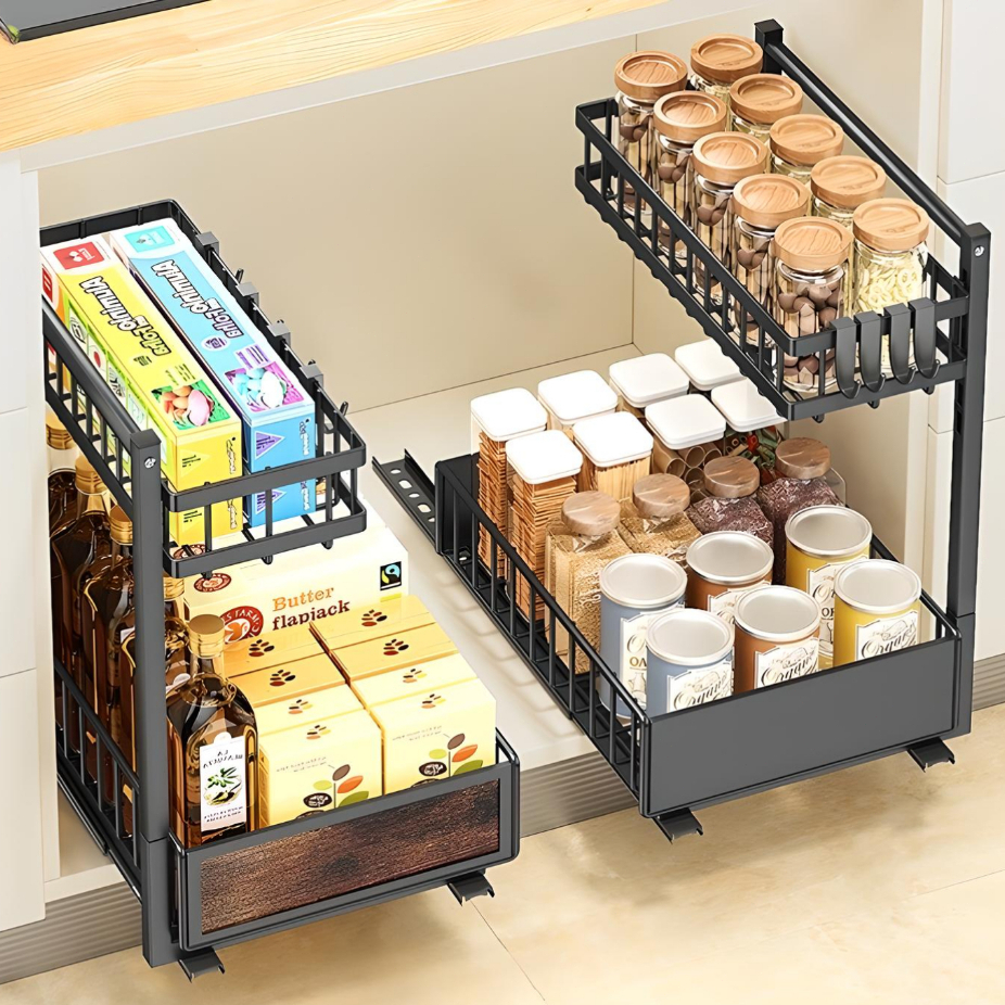 Kitchen Bathroom Storage Rack Spice Rack Pull-out Basket Drawer Storage ...