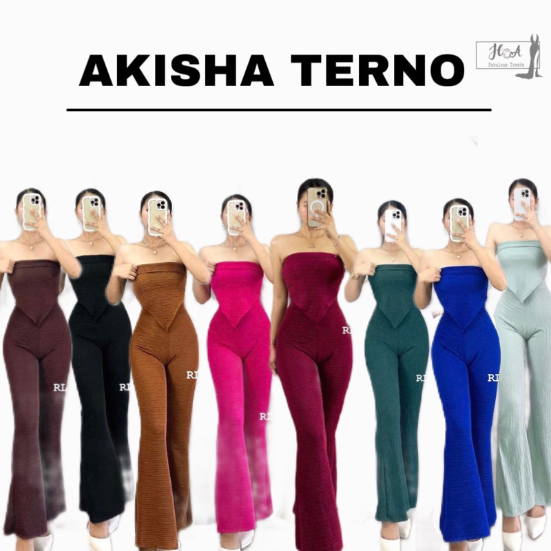HCA| Akisha Bandana Tube Top And Flare Pants Terno| Bark Crepe Fabric ...