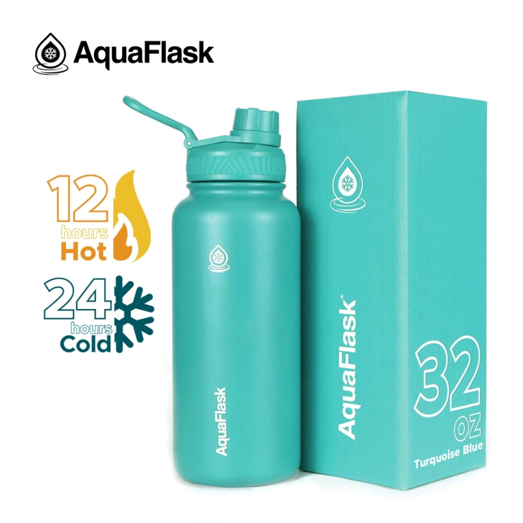 AquaFlask 32oz Wide Mouth with Cap Lid Vacuum Insulated Drinking Water ...