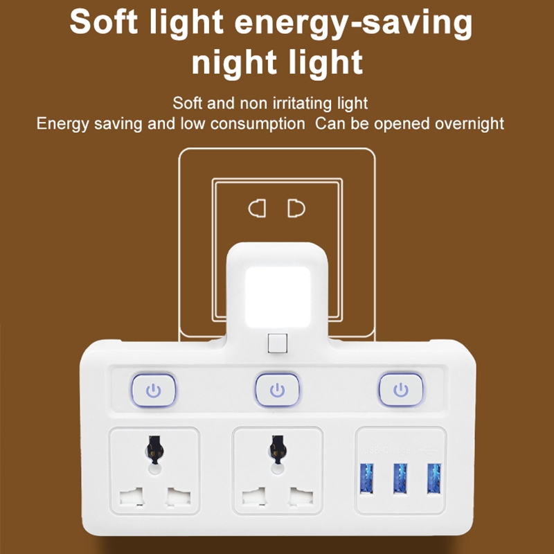 TEP Universal Expansion Socket with LED Night Light Plug Multiprise ...