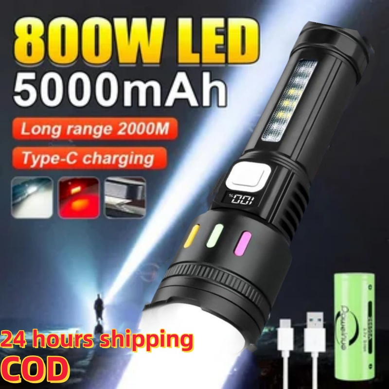 NEW Super Bright Zoom LED Flashlight Rechargeable Waterproof Outdoor ...