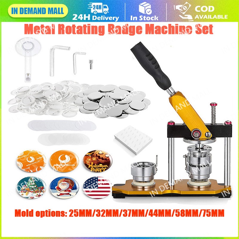 25/32/37/44/58mm Metal badge machine set Rotate DIY Badge Pin Making ...