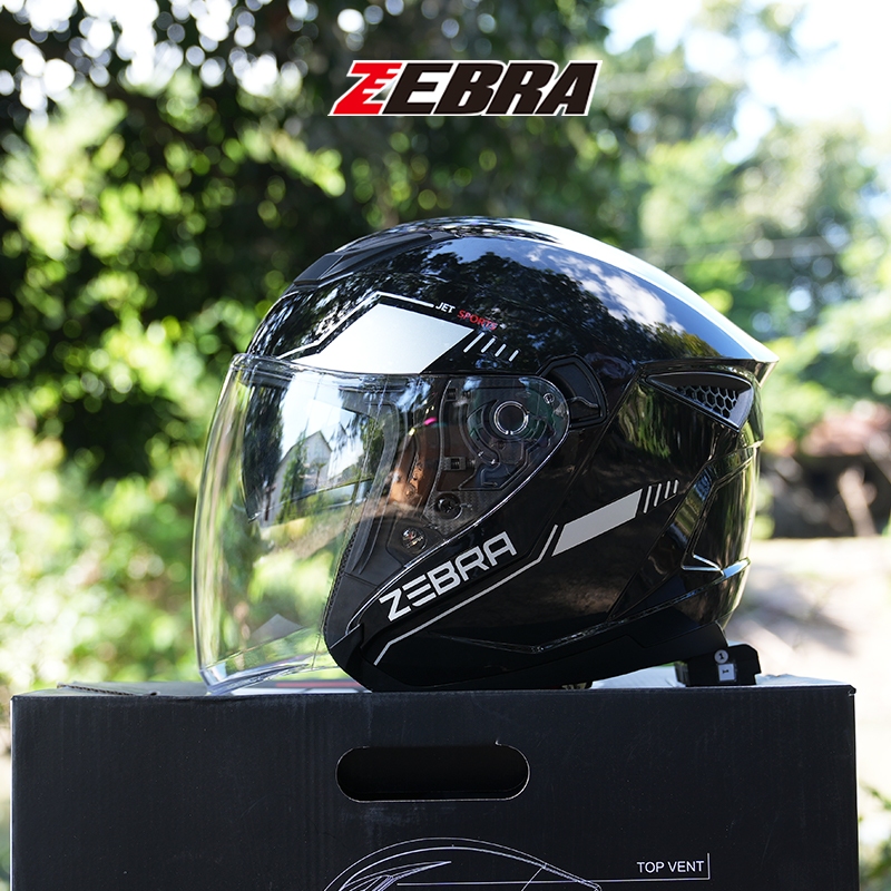 Zebra 829 Half Face Helmet Dual Visor for Motorcycle Men and Women With ...